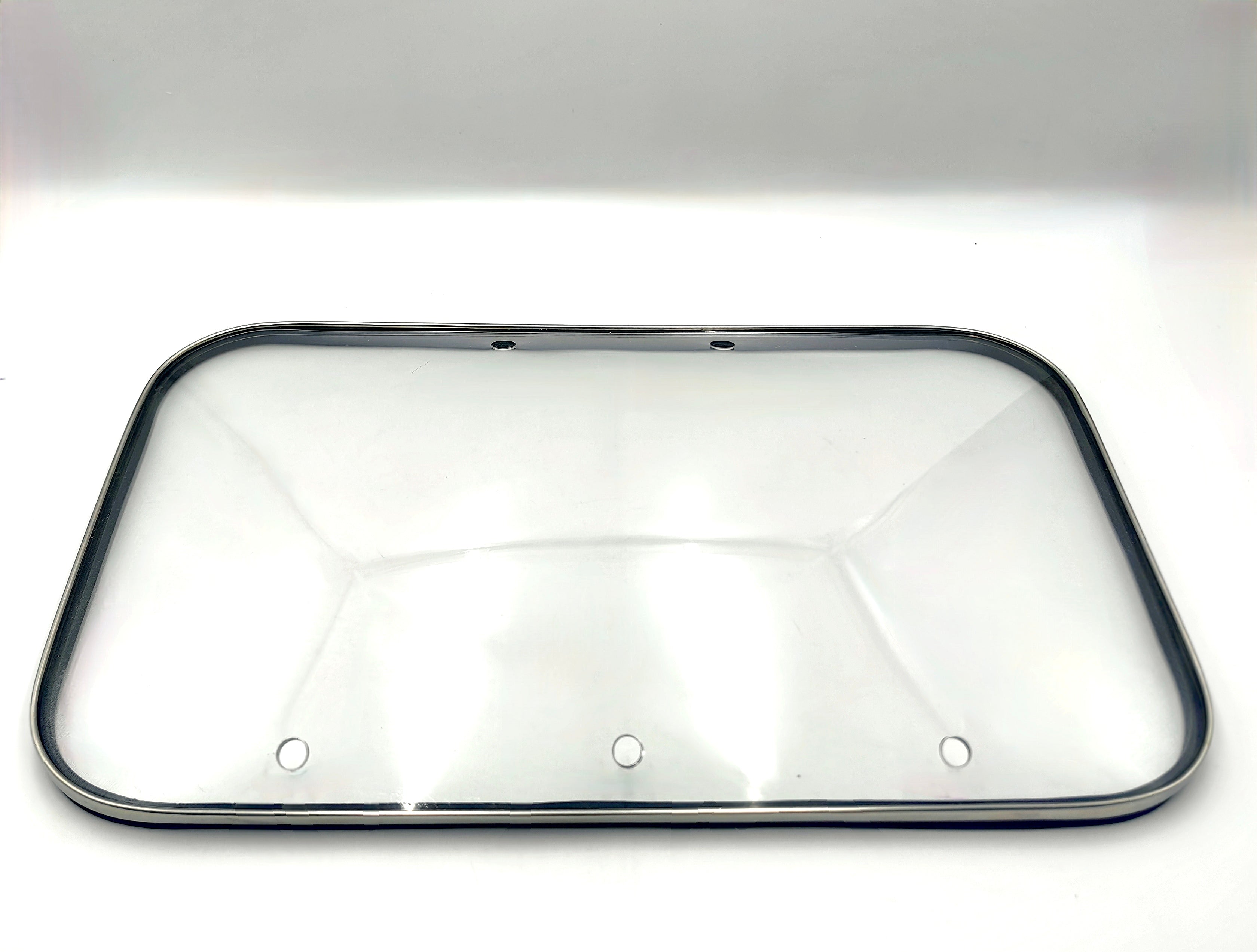 YD-100 Large Square Silicone Gasket Lid — angled detail view of stainless rim and glass dome