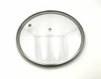 G22 Wide - G-Series Wide Rim Glass Lid (218–230mm) — angled detail view of stainless rim and glass dome