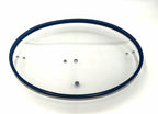 QT6.0 Silicone-Rim Tempered Glass Lid (314×248mm) — close-up of silicone/steel rim and steam vent