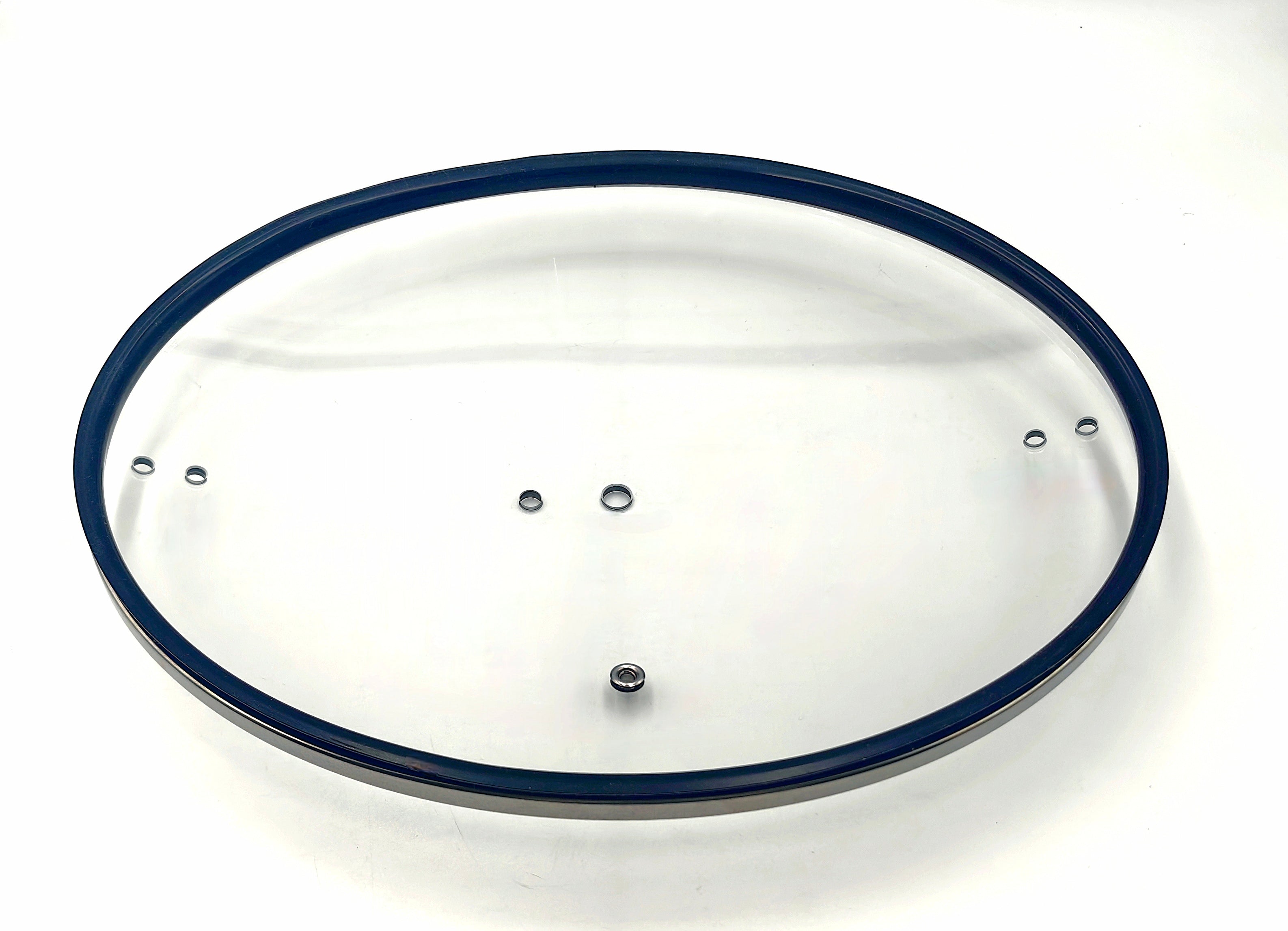 QT6.0 Silicone-Rim Tempered Glass Lid (314×248mm) — close-up of silicone/steel rim and steam vent