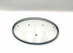 QT3.5 Silicone-Rim Tempered Glass Lid (260×210mm) — angled detail view of stainless rim and glass dome