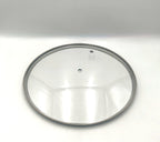 G28 - G-Series Narrow Rim Glass Lid (277–287mm) — angled detail view of stainless rim and glass dome