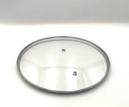 G24 - G-Series Narrow Rim Glass Lid (237–247mm) — angled detail view of stainless rim and glass dome